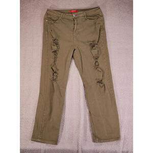 Guess Jeans Men 32W 38L 27I Olive Green Flex Denim Distress